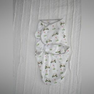Soft White Golf Cart Print Swaddle for Kids Pajamas